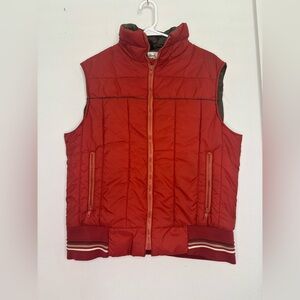 WOOLRICH RED & BROWN VINTAGE PUFFER VEST SZ LG